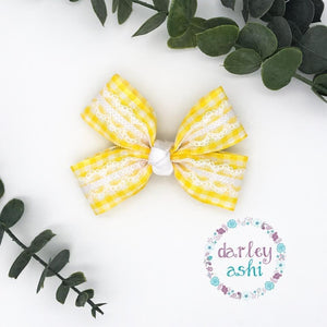Yellow Gingham | Double Pinch Bow