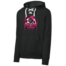 Load image into Gallery viewer, Pink the Rink | Puck Design | Lace Up Pullover Hooded Sweatshirt
