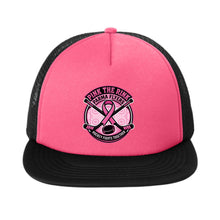 Load image into Gallery viewer, Pink the Rink | Ribbon Design | District® Flat Bill Snapback Trucker Cap
