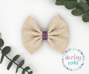 4" Natural Speckled/Purple |  Pinch Bow