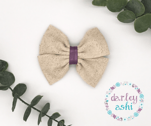 4" Natural Speckled/Purple |  Double Pinch Bow