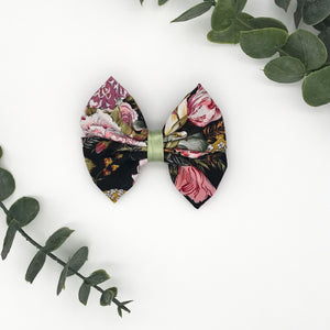 3.5" Pink/Sage/Gold Floral w/Sage |  Double Pinch Bow