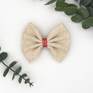 4" Natural Speckled/Rose Pink |  Pinch Bow