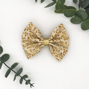 4" Gold Floral |  Pinch Bow