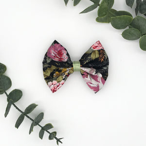 3.5" Pink/Sage/Gold Floral w/Sage |  Pinch Bow