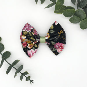 4" Pink/Sage/Gold Floral w/Sage |  Pinch Bow